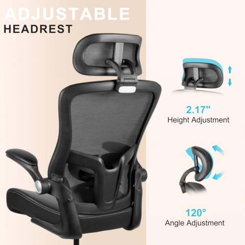 Drafting Chair 400lbs Tall Office Chair Heavy Duty Ergonomic Standing Desk Chair with Adjustable Lumbar Support, Flip-Up Armrests, Footrest Ring and Headrest