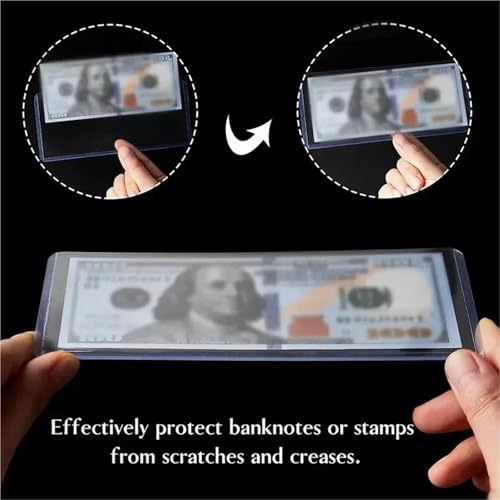 60Pcs Clear Hard Plastic Currency Sleeves 173x75mm Bill Holder Protector Case