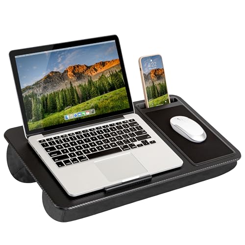 LAPGEAR Home Office Lap Desk – Black Carbon, Fits 15.6” Laptops