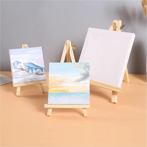 Sturdy 50pcs Mini Shelf Natural Wood Tripod Easel Frame Painting Craft Holder Desktop Table Name Card Stand Display(9x16cm)