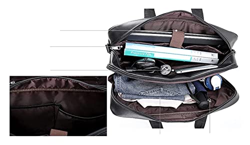 Men Expandable 17inch Laptop Bag Vintage Leather Office Handbag Large Satchel Messenger Shoulder Crossbody