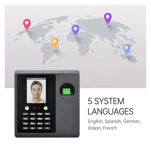 Biometric Time Clock Attendance Machine for Employees Support 3000pcs Fingerprint/1000pcs Password/1000pcs ID Card/500pcs with Multi-Language