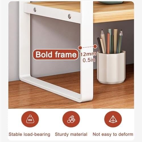 GMWXJKKL 2-Tier Desktop Bookshelf - Multipurpose Wood Storage Shelf for Home Office & Kids Dorm Small Desk Organizer Rack for Computer & Books(Black,40 * 20 * 36cm/16 * 8 * 14in)