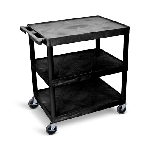 LUXOR HE40-B Utility Cart - 3 Shelves Structural Foam Plastic