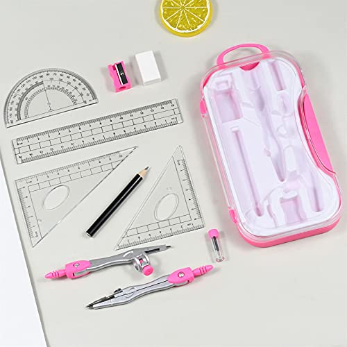 JDXQBLD Compasses Math Geometry Kit - 10 Pieces Per Set Student Compasses Geometric Set High Precision Professional Metal School Compass Drawing Set Measuring Tools，Color Blue