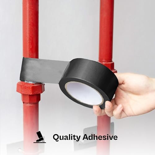 PSBM Black Duct Tape, 48 Rolls, 6 Mil Thick, 2 Inch Wide, 60 Yards Per Roll, Total 2880 Yards, Heavy Duty, Waterproof, All-Weather, Perfect for Repairs, Patching, Bundling & Sealing