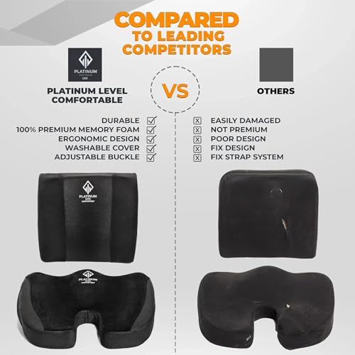 Platinum-Level Comfortable Ergonomic Memory Foam Lumbar & Seat Cushion Back,Tailbone Pain Relief