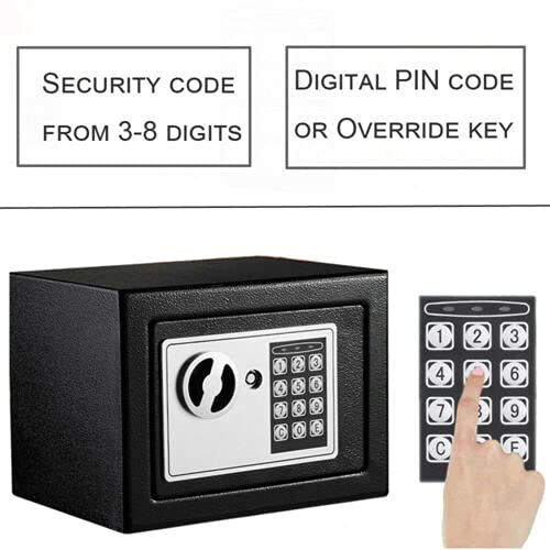 TBLOTYD Black 4.6L Security Safe Cash Box, 17X23X17Cm, for Home Business Office Hotel Money Document Jewelry Passport