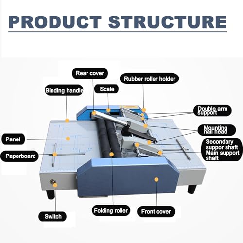 ddingsmafosee A3/Five Staple Holes Brochure Stapler Folding Machine, Electric Paper Book Stapler Creaser, Manual Paper Booklet Folder Booklet Making, Booklet Making Machine/for Printing Factories