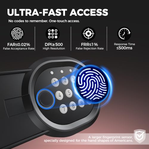 ANBEGE Mini Biometric Safe Box for Home, 0.44 Cu Ft Small Fingerprint Safe with Keypad & Keys, Steel Personal Security Safe with Magnetic Light, for Jewelry, Cash, Passport, Medication, Light Pink