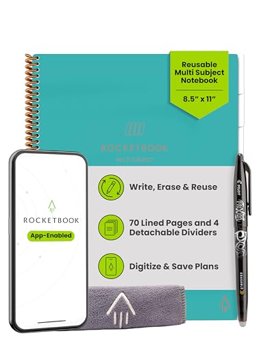 Rocketbook Multi-Subject Reusable Smart Notebook, Letter 8.5x11, Teal