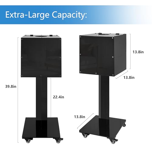 QIPRAONO Large Acrylic Raffle Ticket Box with Slot, Lockable Versatile Suggestion/Donation/Offering Collection Boxes with Stand for Drawings, Voting, Ballots, Charity, Feedback, Event, Black