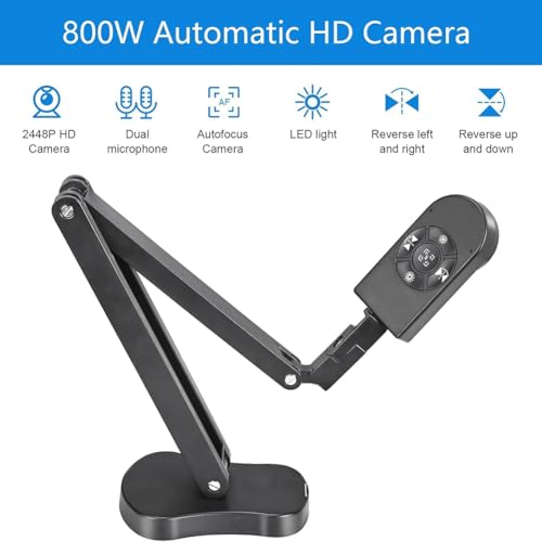 Raxmolo Foldable 4K USB Document Camera for Teacher, 8MP Visualizer A3 Featuring Dual Microphones, 3-Level LED Light, Image Invert