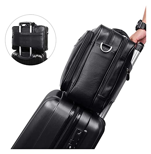 LLzyx Briefcase Double Compartment 17inch Laptop Business Shoulder Handbag Leather Messenger Bag Briefcase