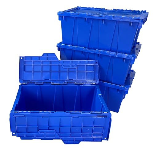 UBMOVE Container With Durable Lid, 4 Pack, Blue, Heavy Duty Storage Totes