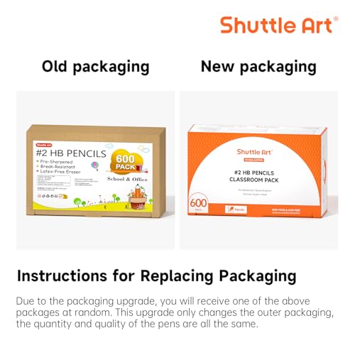Shuttle Art Wood-Cased #2 HB Pencils, 600 Pack Sharpened Yellow Pencils with Erasers, Bulk Pack Graphite Pencils for School and Teacher Supplies, Writing, Drawing and Sketching