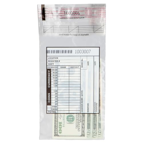 BankSupplies Cash Transmittal Bags Tamper Evident 5 by 9 Inches Case of 1000 Clear Polyurethane Film Side Weld Seams Audit Friendly for Currency Coin Checks Receipts