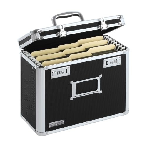 Vaultz Locking File Organizer Box with Combination Lock, Letter Size 14" x 7" x 12.19", Black