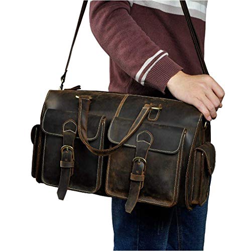 JHNKOJ Men's Leather Briefcase Laptop Tote Large Capacity Business Travel Shoulder Bag Messenger Bag