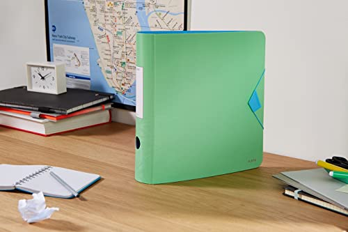 Leitz 180° Active Urban Chic A4 Lever Arch File, Green, Curved Spine 82mm Width, Elastic Fastening, Light polyfoam, Urban Chic, 11160050