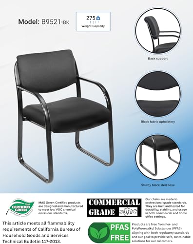 Boss Office Products Fabric Guest Chair in Black (B9521-BK)