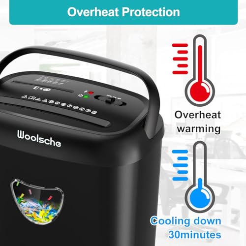 14 Sheet Cross Cut Paper and Credit Card Home Office Shredder with 6.6 Gallon Bin, Portable Crosscut Paper Credit Cards, Staples, and Clips Shredder