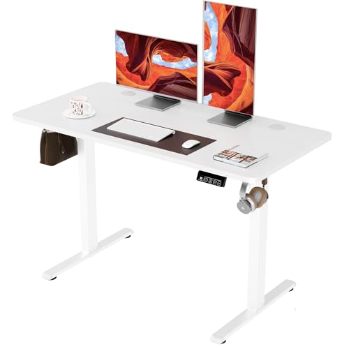 ERGOMAKER 47"x24" Standing Desk, Height Adjustable Sit-Stand Office, White
