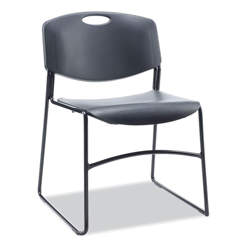 Alera alera Resin Stacking Chair, Supports up to 275 lb, 18.50" seat Height, Black seat, Black Back, Black Base, 4/Carton