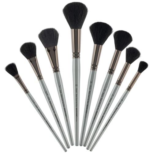 Creative Mark Goat Hair Mop Brush - 1/2" and 1" Oval Set, Natural Goat Hair for Watercolor, Oil, Acrylic & Makeup Blending – Ultra‑Soft Black Hair – Short‑Handle, High‑Absorbency Artist Mop