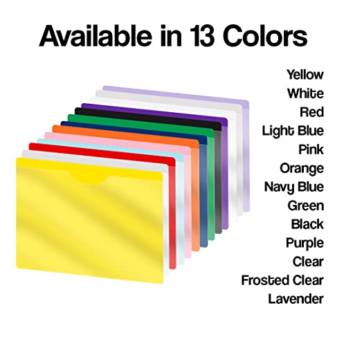 Assorted Vinyl Pocket Folders, Doctor Stuff, Closed Sides, Letter Size, Clear Front Top Loading Job Jacket, Documents Holder for Office, High School and Medical Files, Pack of 25