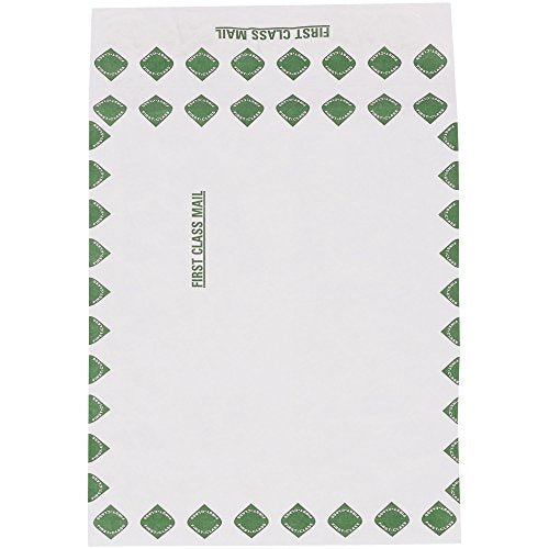 Top Pack Supply Tyvek® Expandable Envelopes, 12" x 16" x 2", First Class, White/Green (Pack of 100)