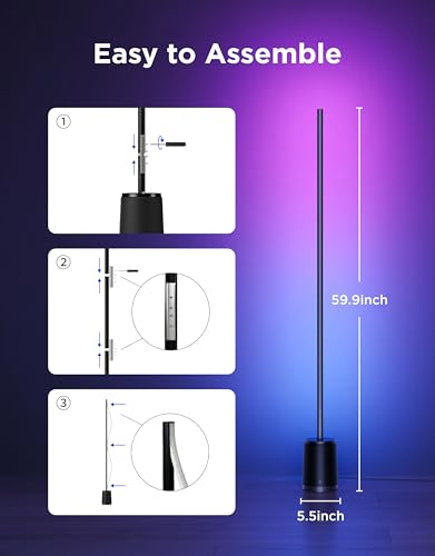 Govee Floor Lamp 3 Lite, Smart RGBIC LED Corner Lamp for Living Room