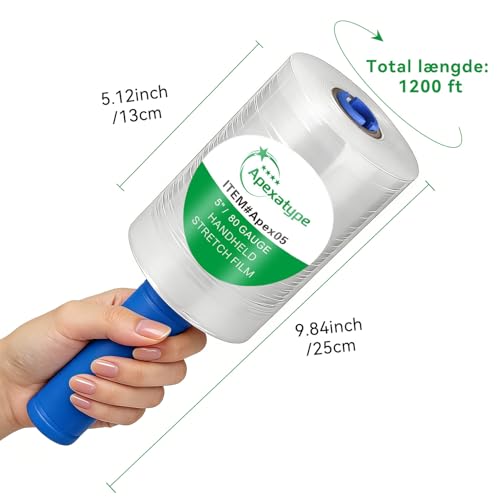 APEXATYPE Plastic Shrink Wrap Roll for Moving, 5" x 1200' -12 Rolls