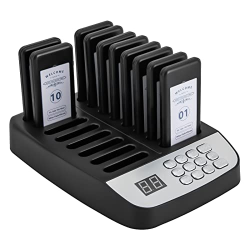 Restaurant Pager System,Wireless Guest Customer Service Calling System,Social Distancing Keeping 10 Pagers Buzzers,Lineup Queue Signal Beepers