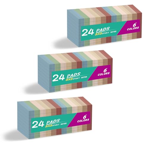 (72 Pack) Lined Sticky Notes 3x3 in,Vintage Notepads with Lines