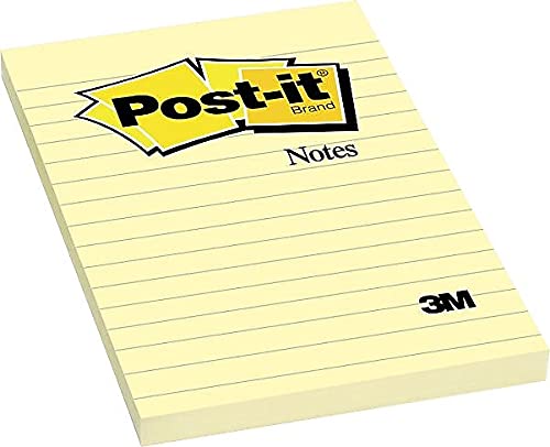 3M 660YW Post-It Lined Notes, 4 x 6, 100 Sheets/Pad, Canary Yellow, 12/Pack