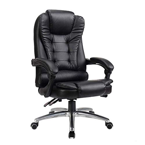 Desk Computer Chairs Leather Recliner Business Chair Height Adjustable Executive Chair Tilt Napping Office Chairs (Color : Black Size : Cowhide)
