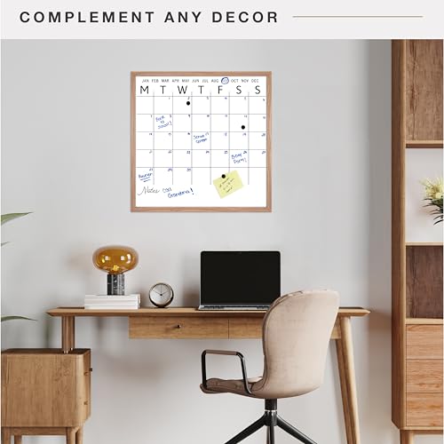 MCS Dry Erase Calander Walnut Framed Monthly Calendar, 30x30, Events & More