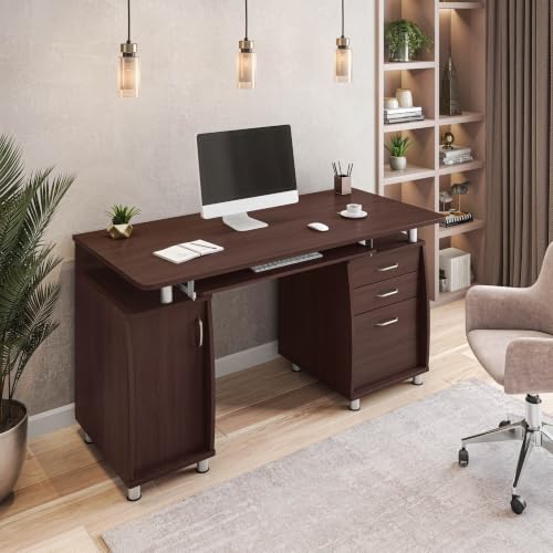 Neojoyoenix Office Desk Complete Workstation Computer Desk with Storage, Chocolate