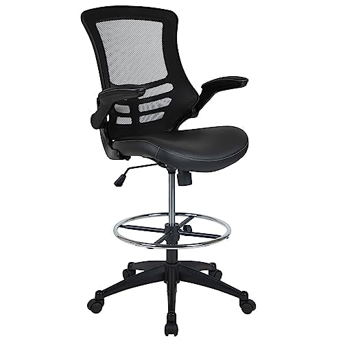EMMA + OLIVER Mid-Back Black Mesh Drafting Chair
