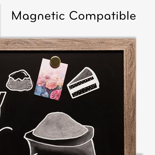 U Brands Magnetic Chalkboard, 24" x 36", Rustic Wood Frame, Premium Matte Surface