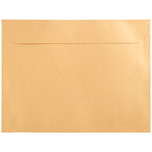 JAM PAPER 9 x 12 Open End Catalog Metallic Envelopes - Gold Stardream - 50/Pack