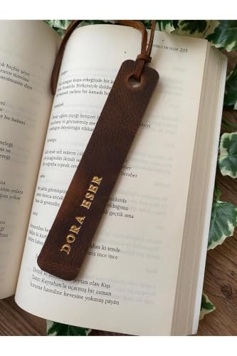 Handmade Genuine Leather Bookmark Set - 3 Piece Set, Dark Brown Color, Personalized Name Option, Appropriate for Book Lovers and - Durable and Refined