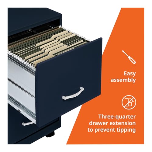 Lorell LYS SOHO File/File Mobile File Cabinet, Navy