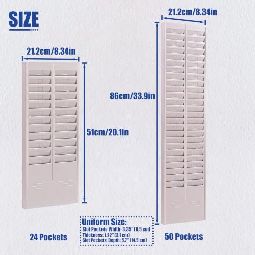 PFSLKXM Time Card Rack Holder Wall Mount With 24/50 Slots Hanging Organizer