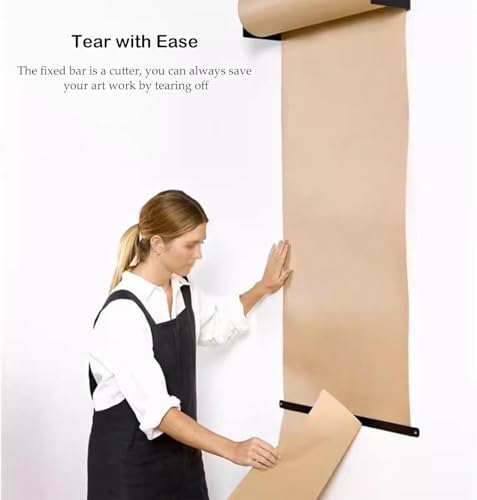 LNNW Kraft Paper Dispenser Black Butcher Paper Roll Holder Wall Mount, for Specials Menus Daily Lists Analytics Memos Decorative Message Boards for Wall(37cm/14.6in Wide)