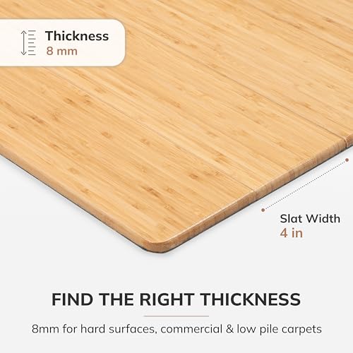 Anji Mountain 48" x 43" Bamboo Office Chair Mat for Carpet & Hardwood Floor
