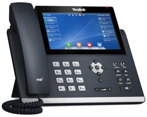 Yealink T48U IP Phone, 16 Lines. 7-Inch Color Touch Screen Display. Dual USB 2.0, Dual-Port Gigabit Ethernet, 802.3af PoE, Power Adapter Not Included (SIP-T48U)