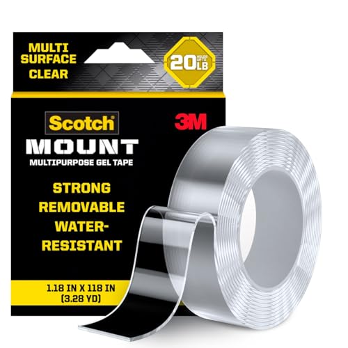 Scotch-Mount Multi-Purpose Gel Tape, Double-Sided Tape for Heavy Duty Applications, Removable Mounting Tape, Nano Tape, Water-Resistant Clear Mounting Tape, Holds up to 20 lbs, 6-Pack
