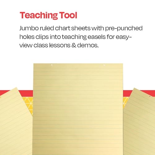 School Smart Manila Tag Ruled Chart Paper, Jumbo Size, 36 x 24 Inches, 36 Sheets